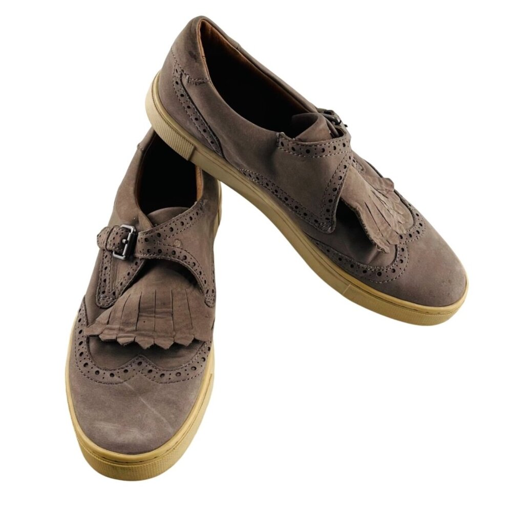Frye Gray Suede Fringe Loafers Women's Shoes Size 7 Slip On Leather
